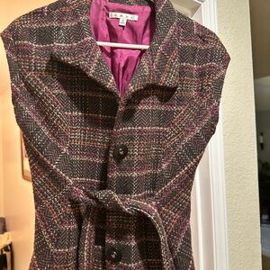 CAbi Women's Plaid Vest - Pink and Brown